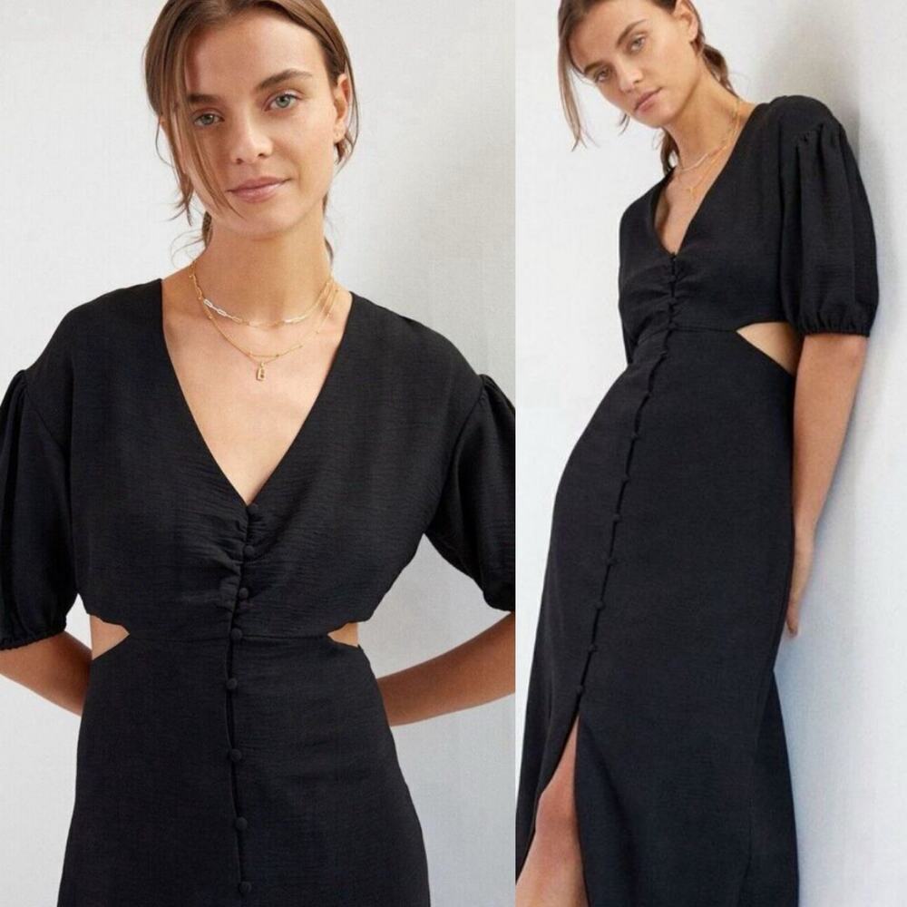 Anthropologie Sunday in Brooklyn Black Cut-Out Midi Dress - Large